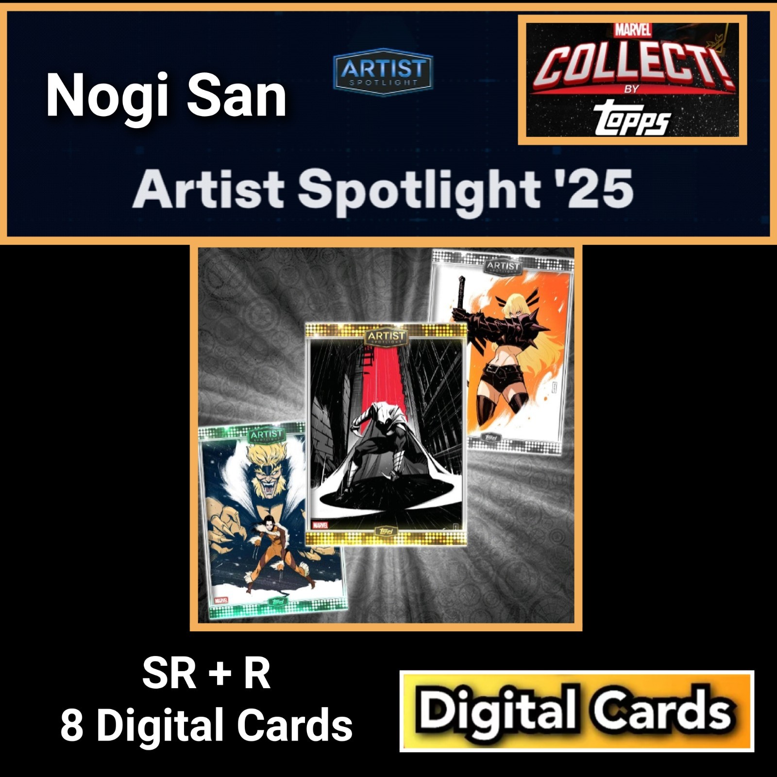 Topps Marvel Collect Artist Spotlight 25 Nogi San SR+R 8 Card Set