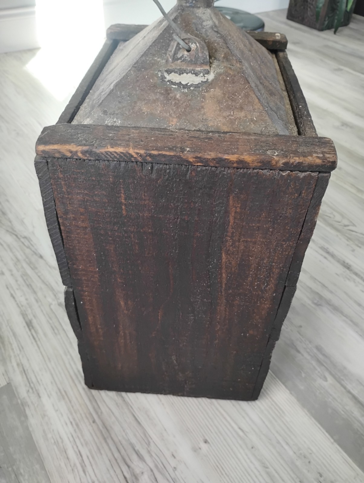 Antique Fuel Gas Kerosene Wood And Metal Container Can 18 1/2 Inches Tall