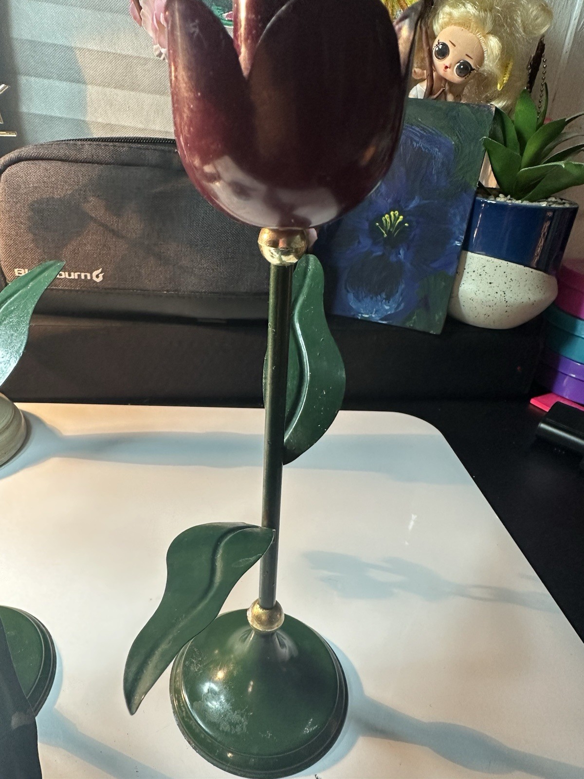 Metal Tulip Candle Holders Set of 2