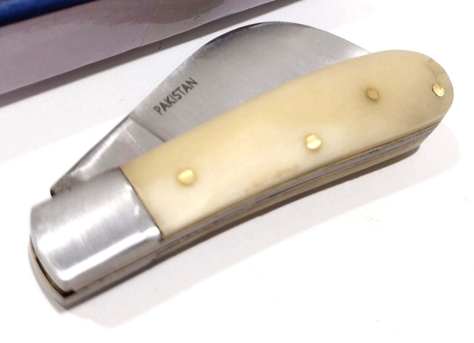RITE-EDGE Little Hawkbill Smooth White Bone Handles Pruning Folding Pocket Knife