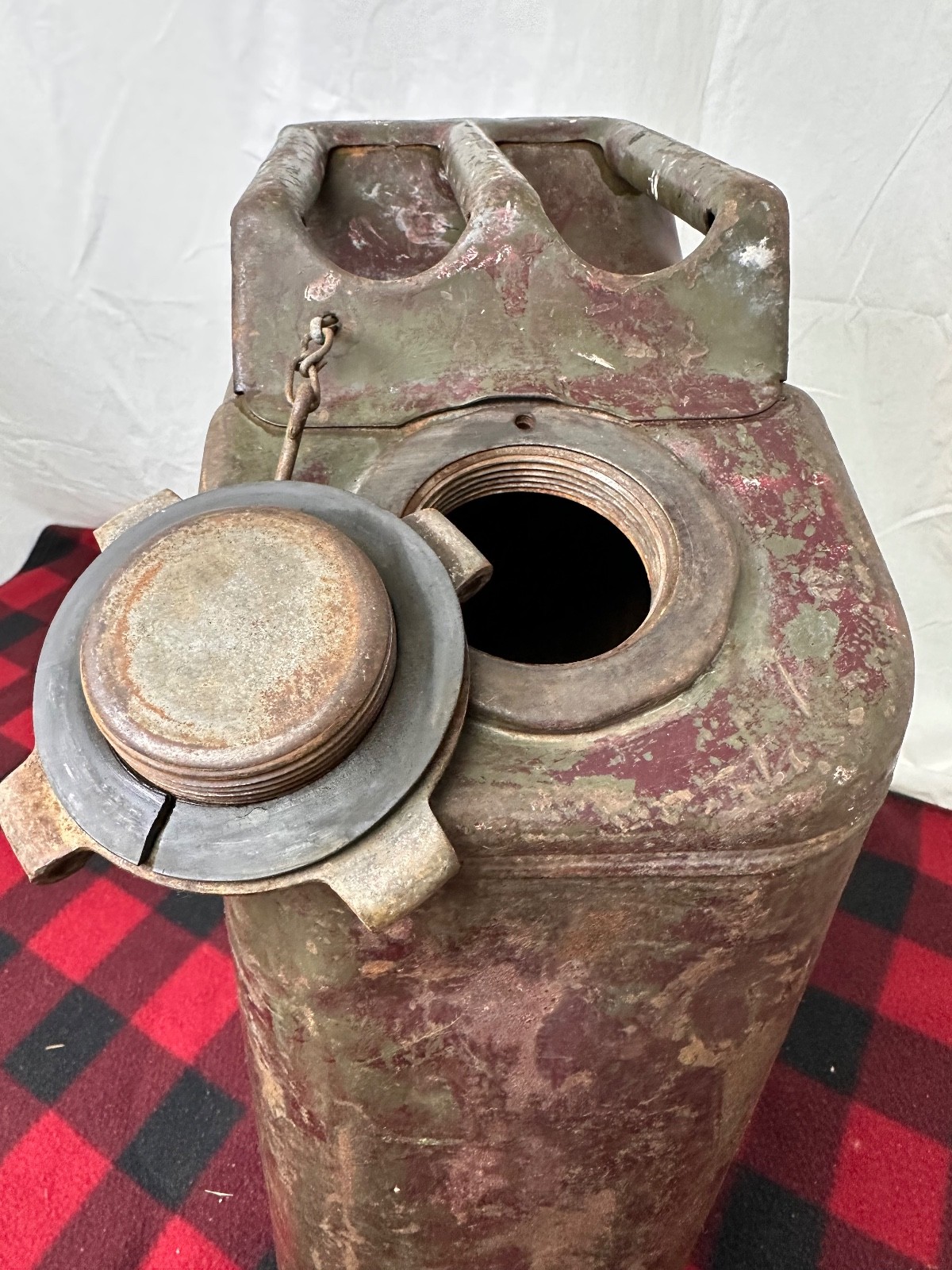 Original WWII U.S. Q.M.C. Gas Can – Rheem 1945 – Unrestored Patina – USA Marked