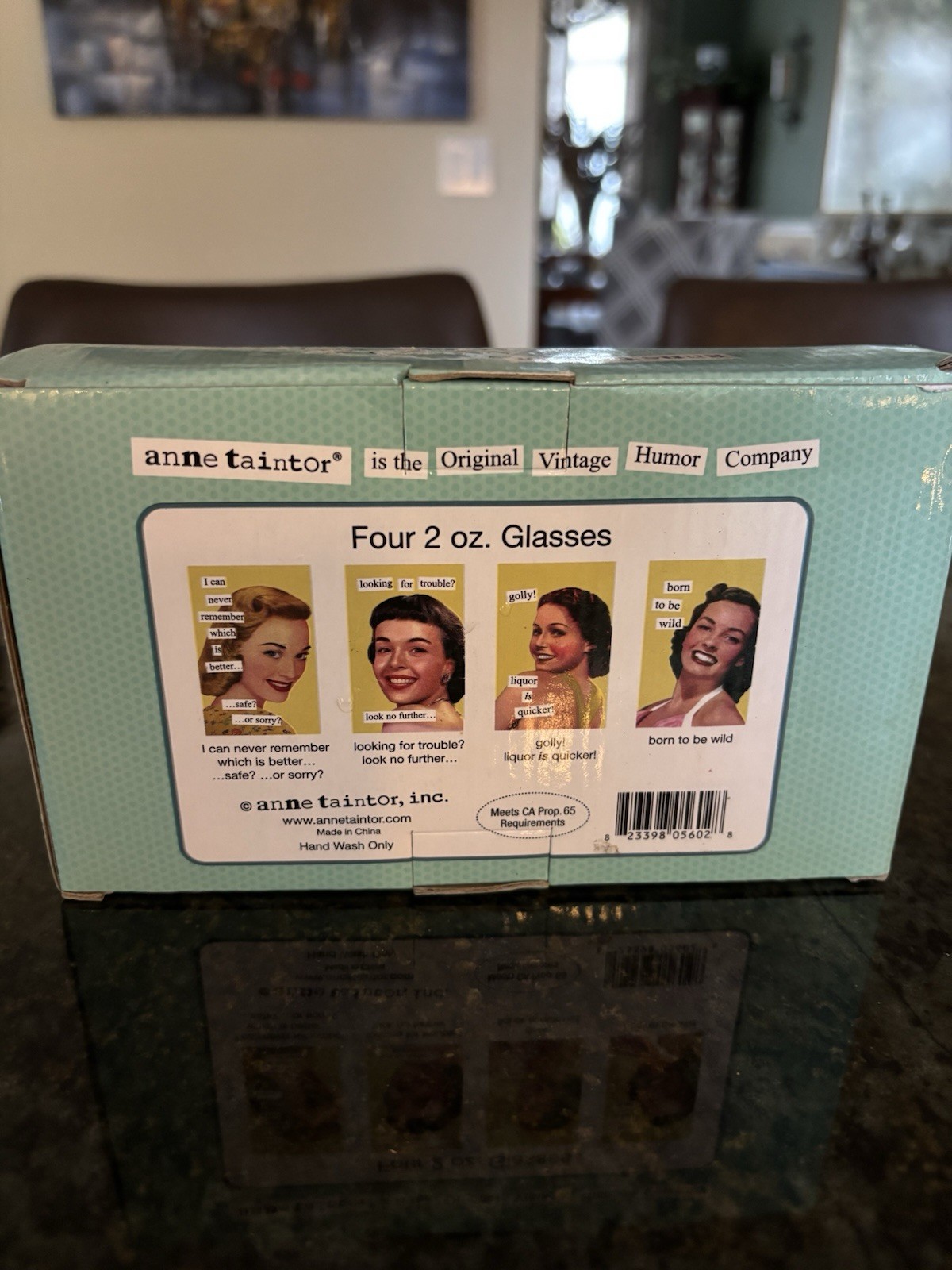 Anne Taintor Vintage 4 Pack Humorous Witty Retro Shot Glasses NEW Original Box