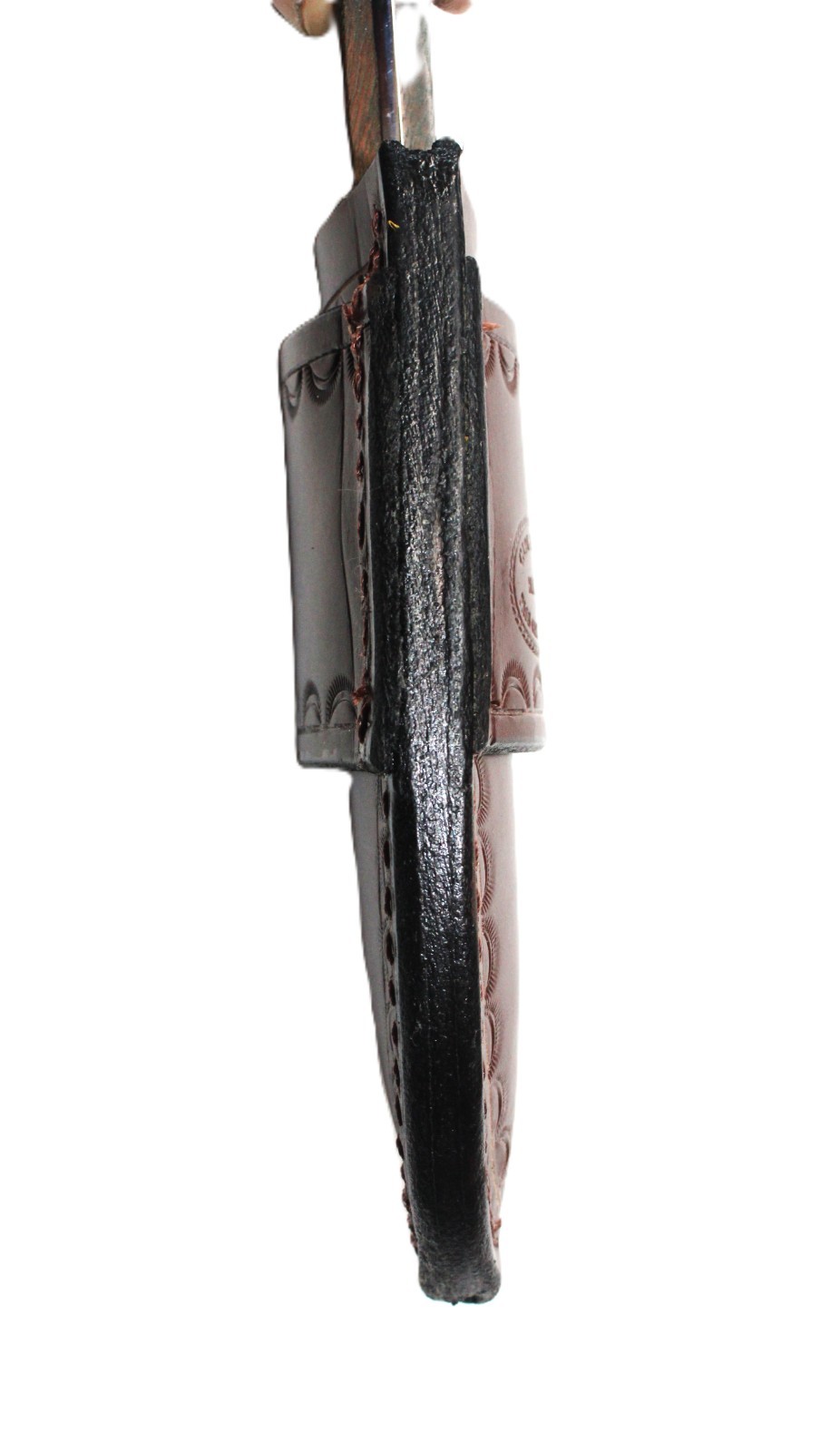Custom leather knife sheath. That will fit a buck. 113. Knife not included.