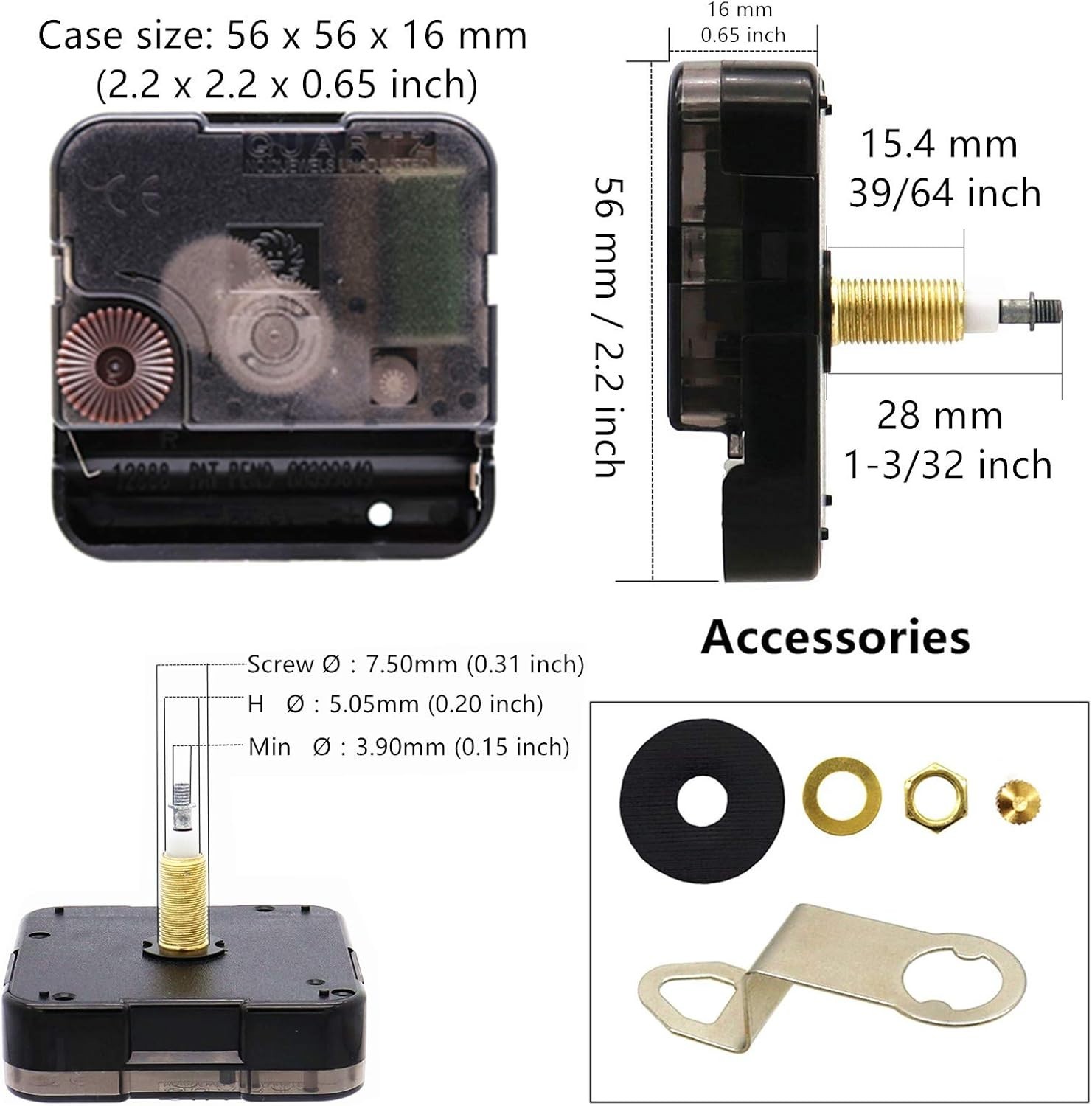 Modern High Torque Clock Movement for Stylish DIY Projects – Gold Hands Included