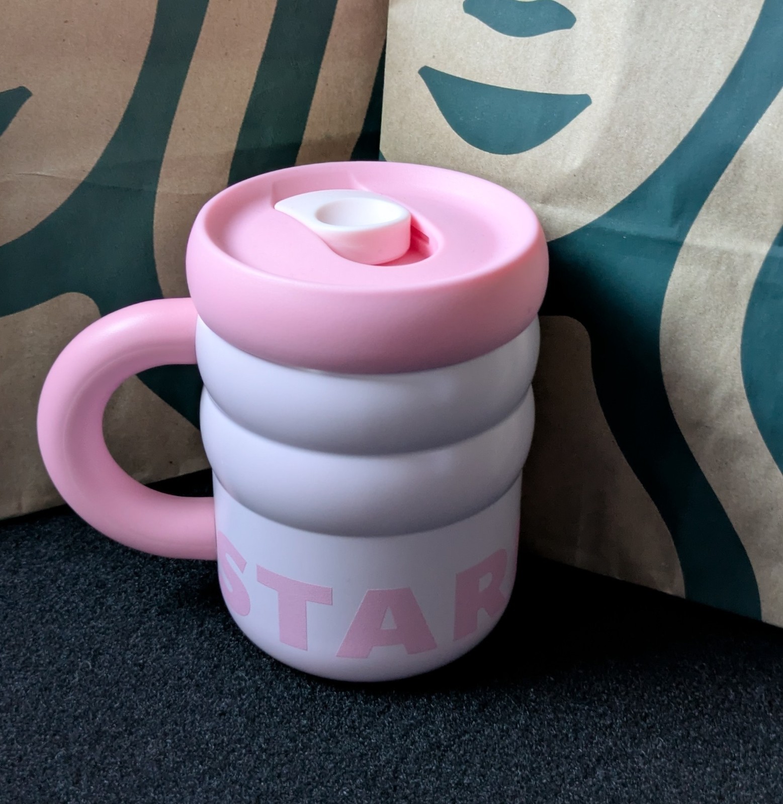 2026 Starbucks Limited Edition Rippled Pink 12 oz Stainless Mug With Lid