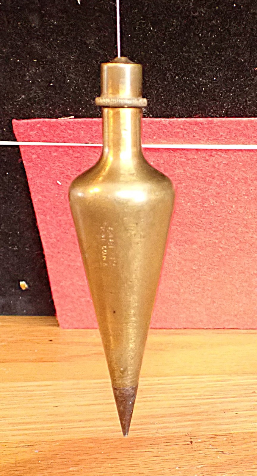 ANTIQUE⌛K&E 12.0 Oz Brass Cone PLUMB BOB🛠️Threaded Top🛠️Steel Tip🛠️ 1
