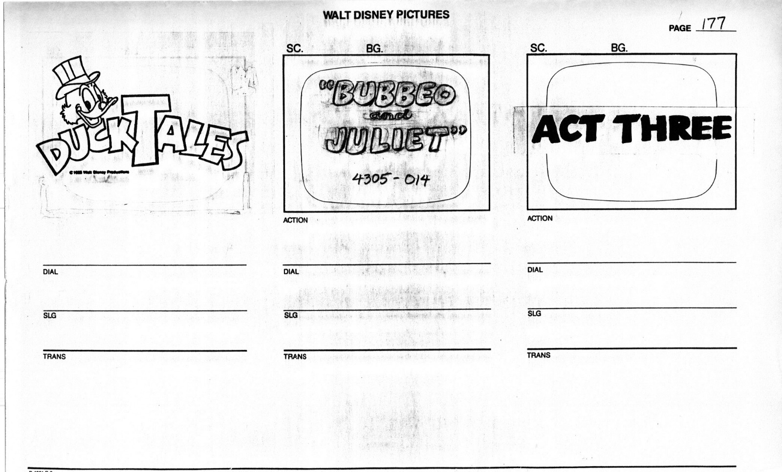DUCKTALES Disney Production Storyboard Copy grp of 90 pgs Ep 78 1989