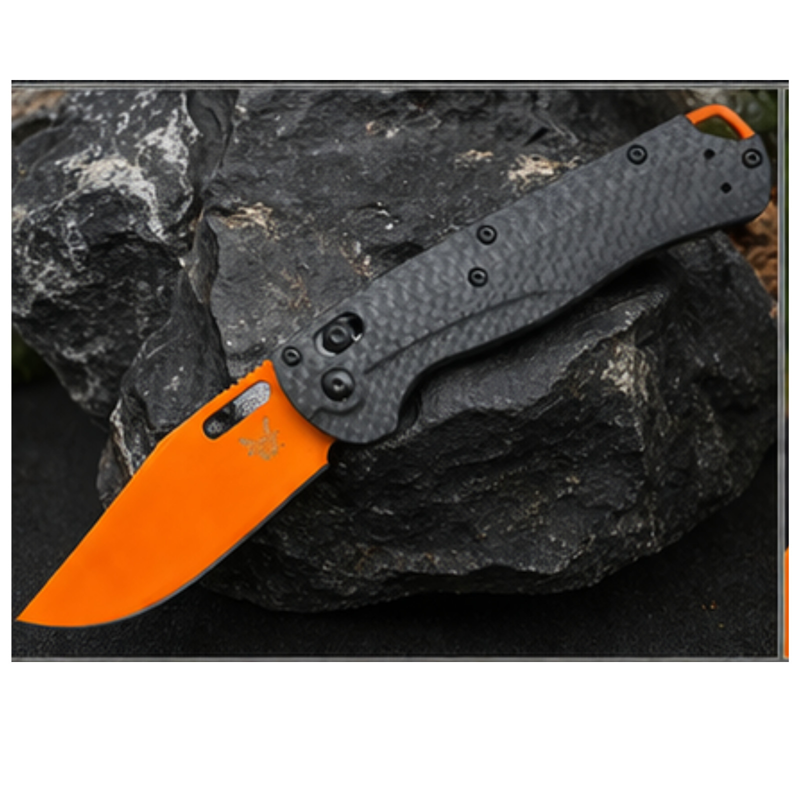 Benchmade BM15535 Folding Pocket Knife Orange Blade Carbon Fiber EDC