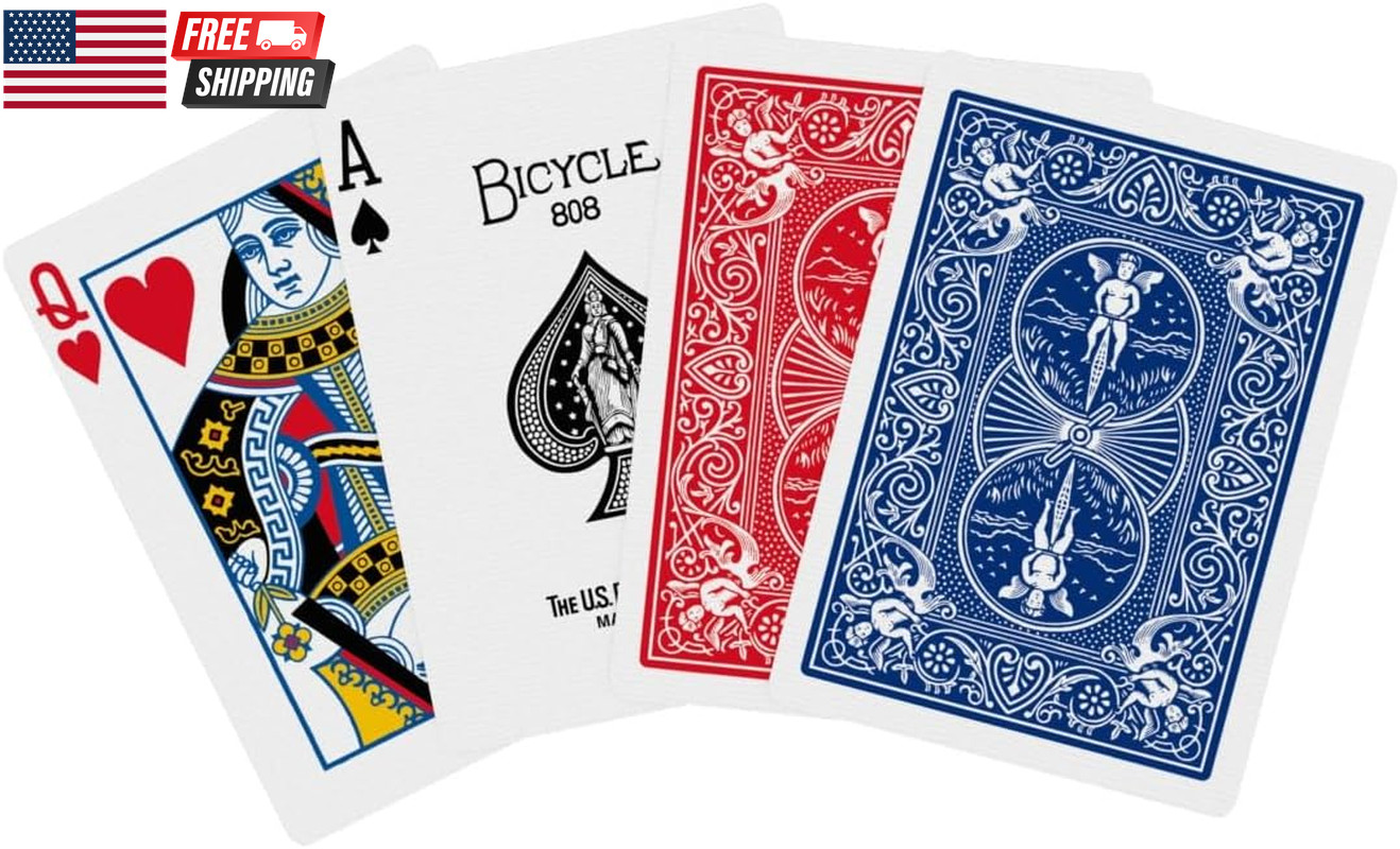 Standard Playing Cards, Standard Poker Size Deck of Cards, Red & Blue (2 Pack),