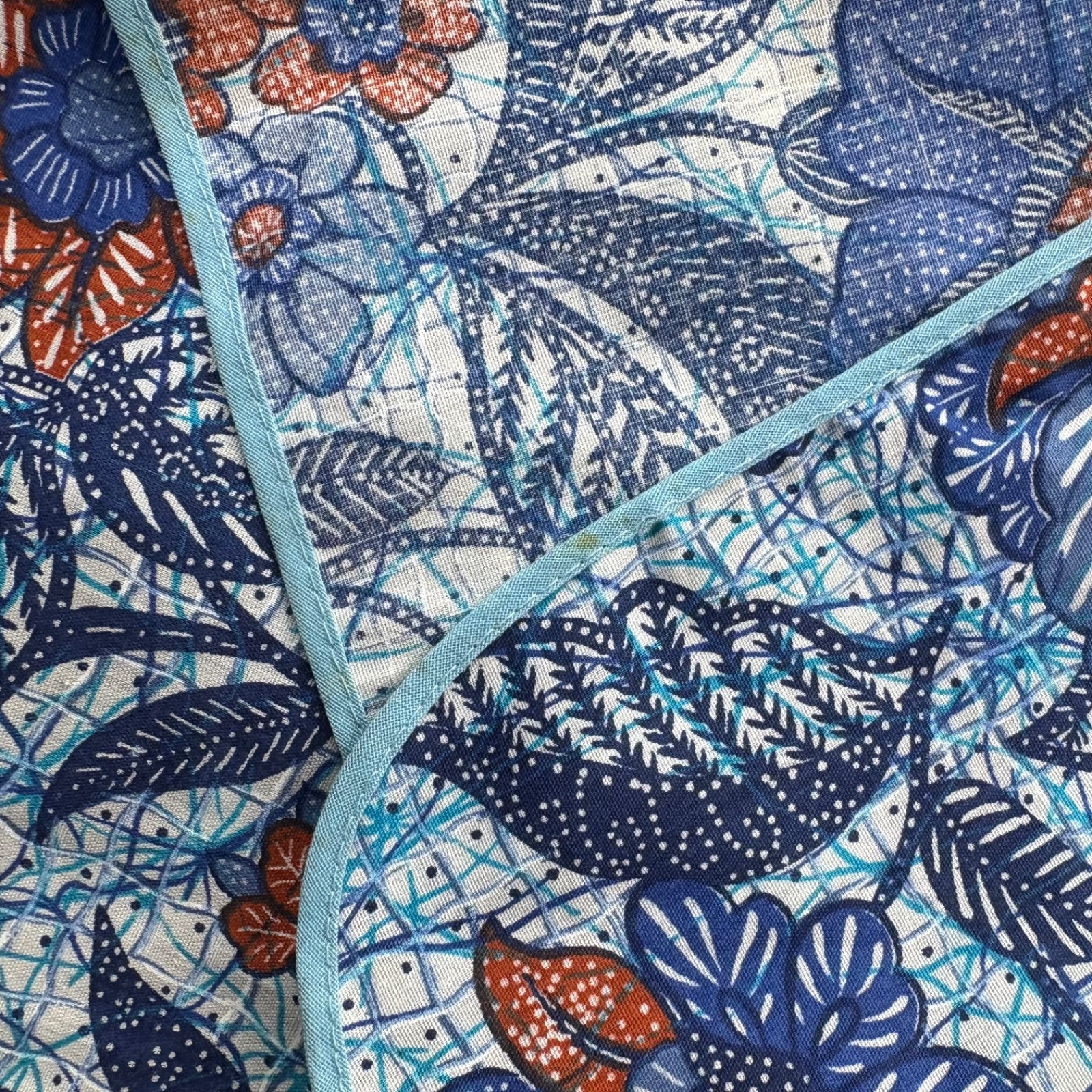 Vtg Fruit Of The Loom Bib Tie Back Easy Care Apron Blue Floral Pockets NOS READ