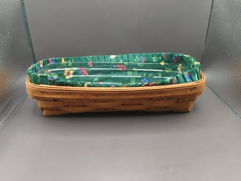 Longaberger Cracker Basket Signed 1994 Liner Protector 11.5 x 5 x 2 1/2″ USA