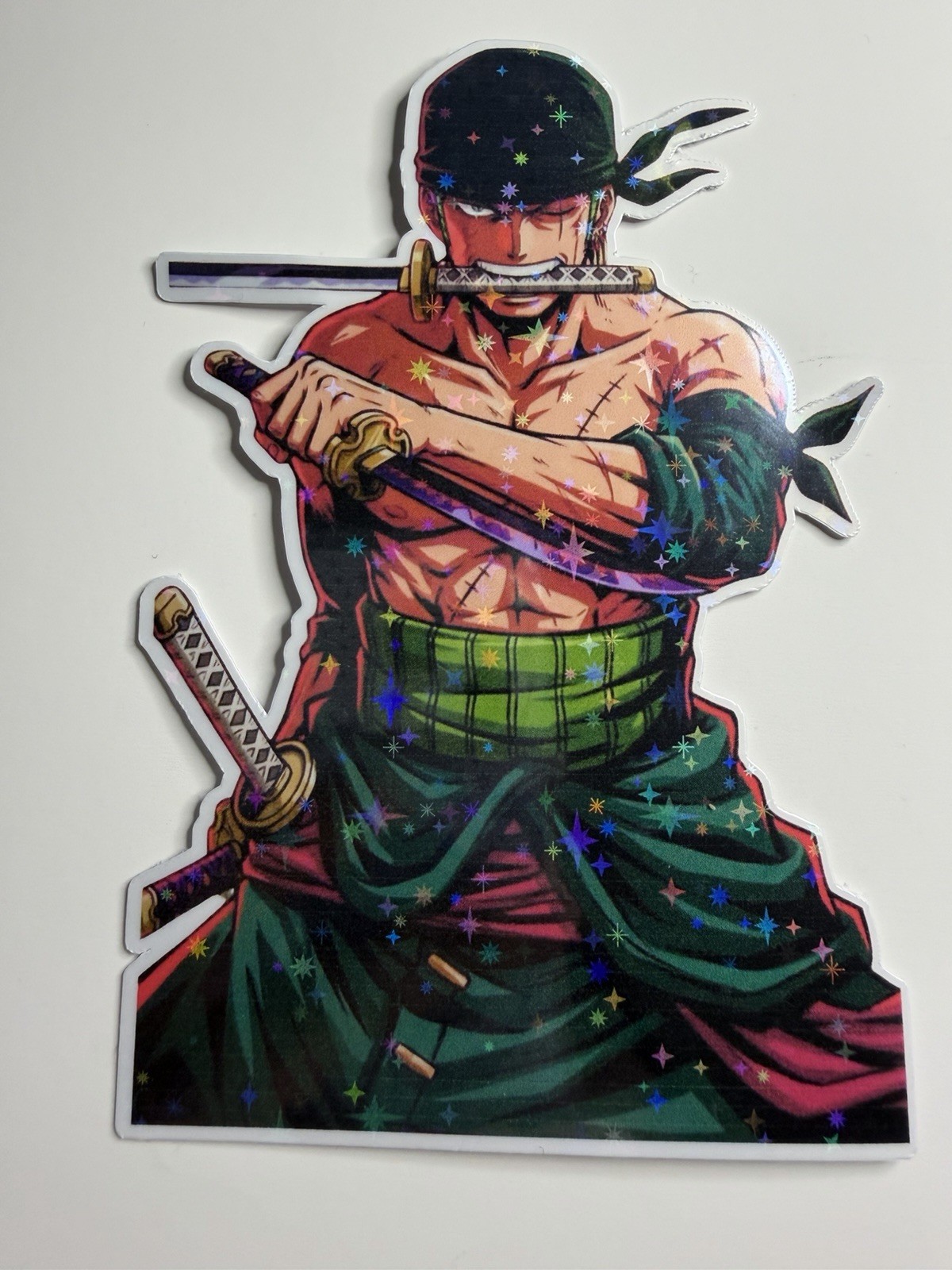 Zoro Holo Sticker Vinyl Waterproof/ One Piece Zoro Sticker 4.5inx3.1in Unbranded
