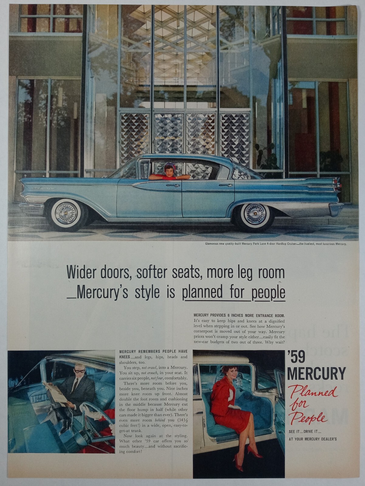 1950’s MERCURY 1959 Blue Classy Soft Wide Planned Colorful Vintage Print Ad
