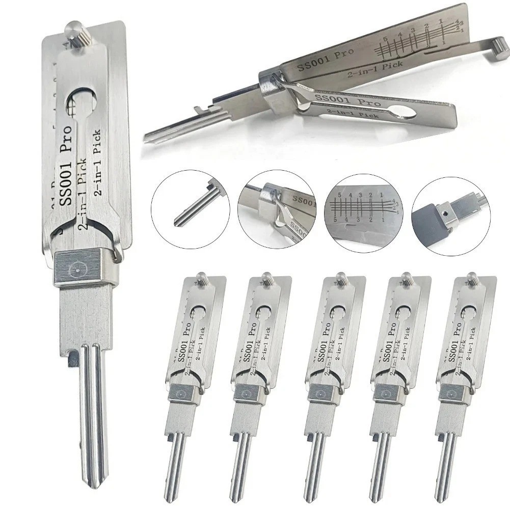 2-in-1 Stainless Steel Key Decoder SS001 PRO Lock Decoder Repair Tools-(1pc)*