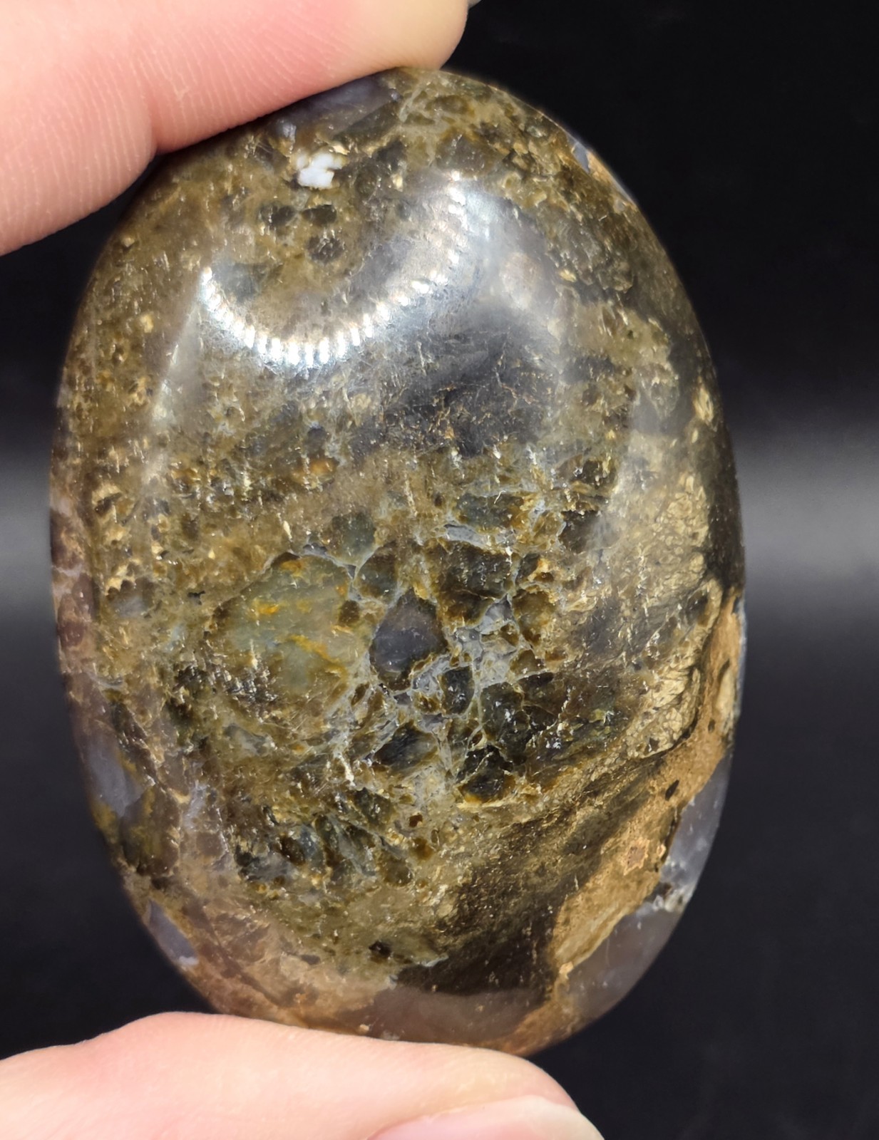 2.5″ Brecciated Purple Jasper Polished Palm Stone | Mystic Merlinite Crystal