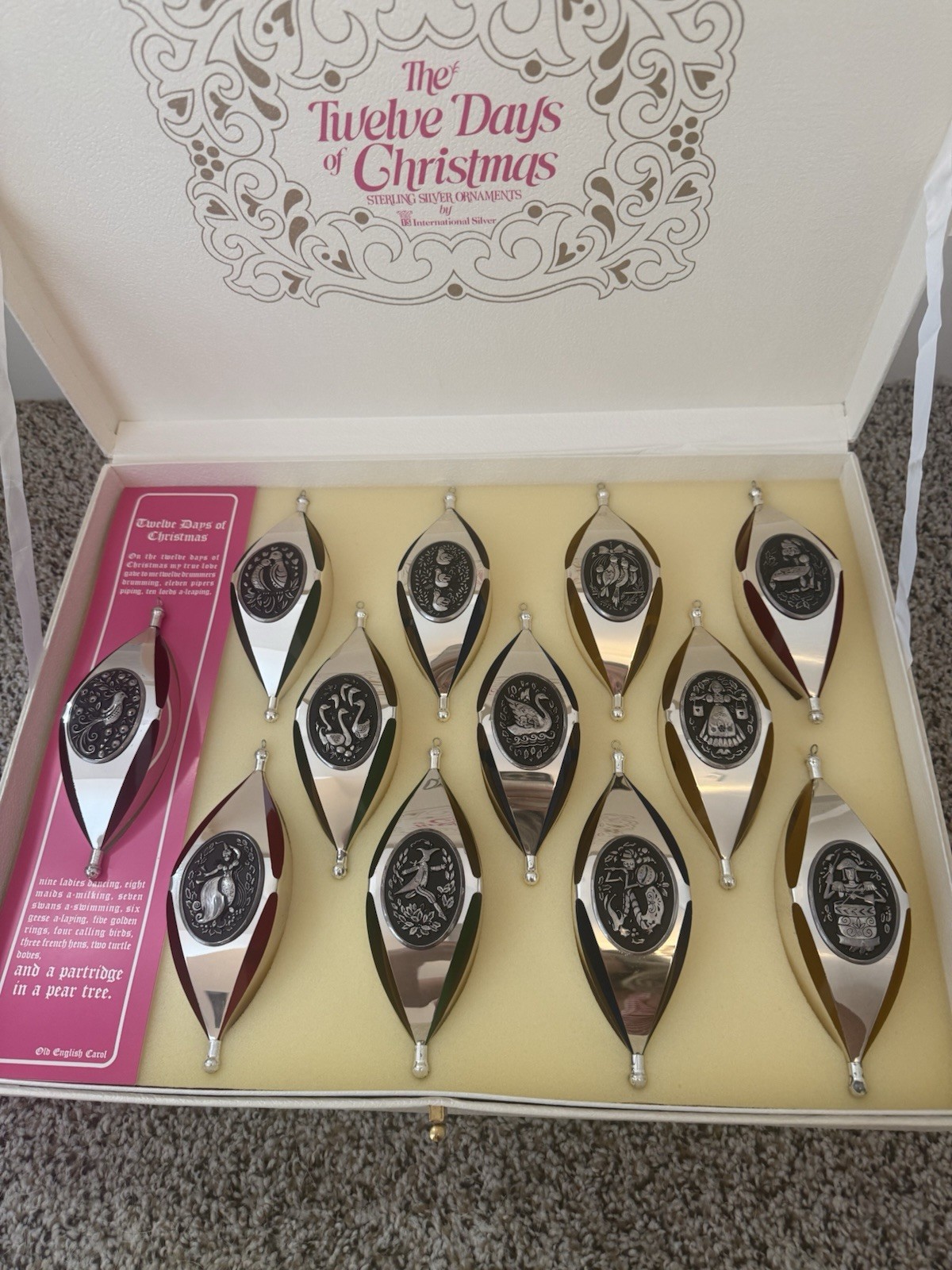 Twelve Days of Christmas Sterling Silver Ornaments by International Silver