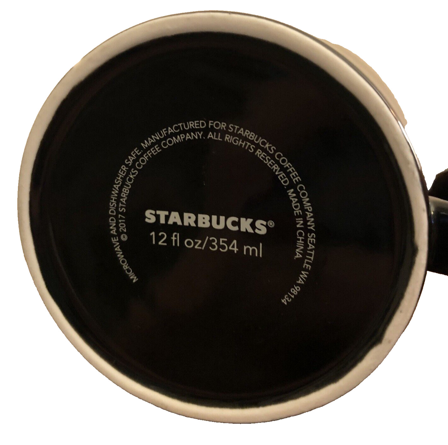 Classic Black 12oz Mug White Starbucks Lettering 2017 Coffee Tea Cup Nice!