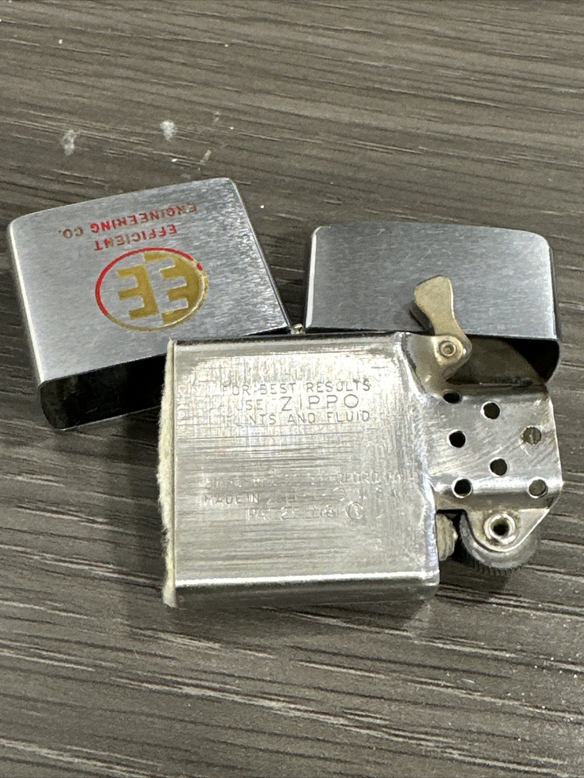 1963 Vintage Zippo Lighter – Efficient Engineering Co – Cool Logo