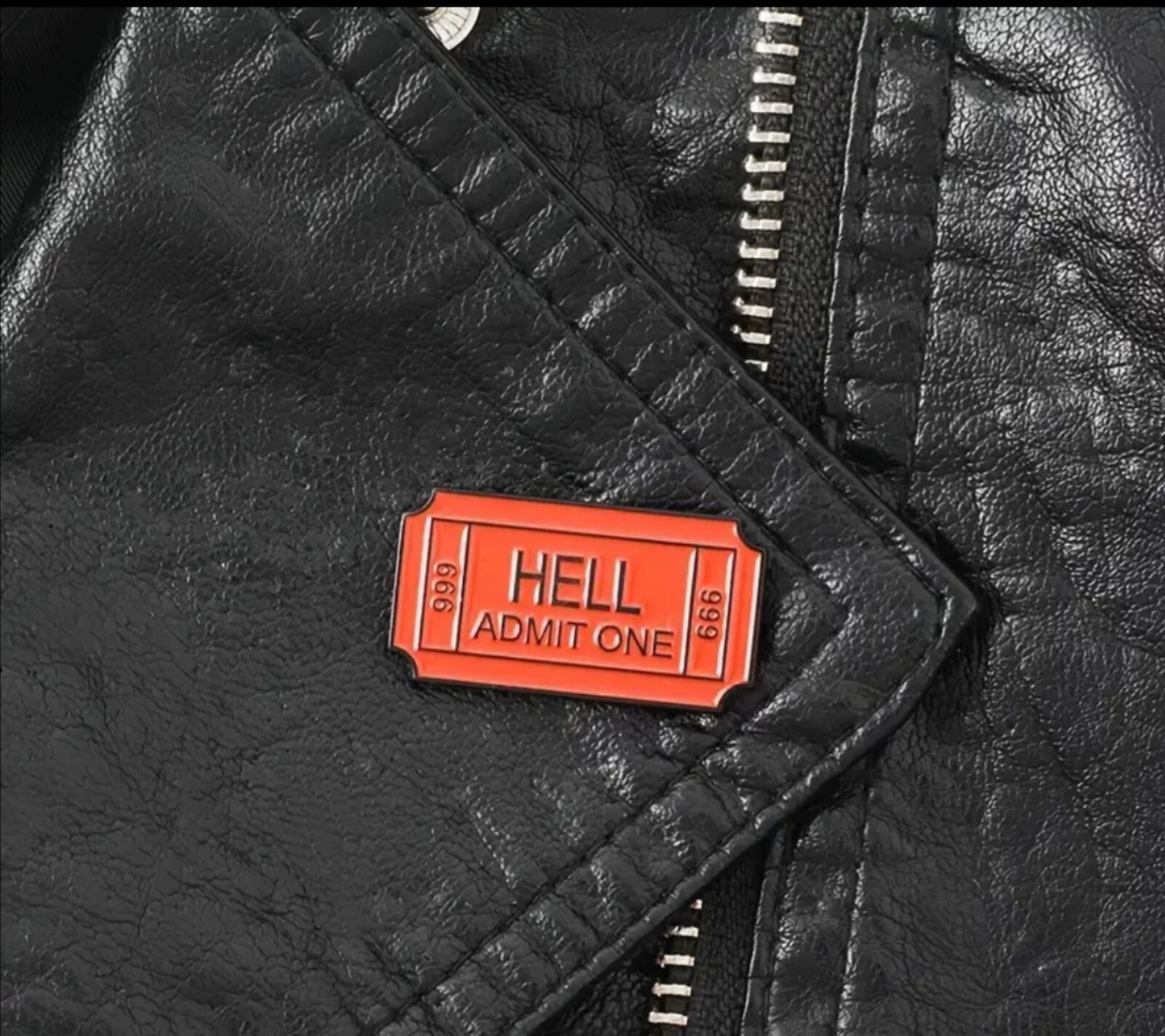 Hell Admit One 666 Ticket Sarcastic Brooch Hat/Lapel Pin