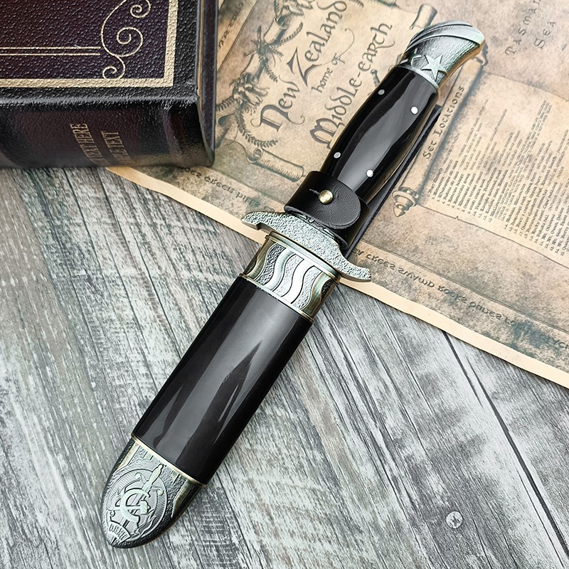 Russian 10″ Finka KGB NKVD Fixed Blade Knife Hunting Outdoor Knife with Sheath