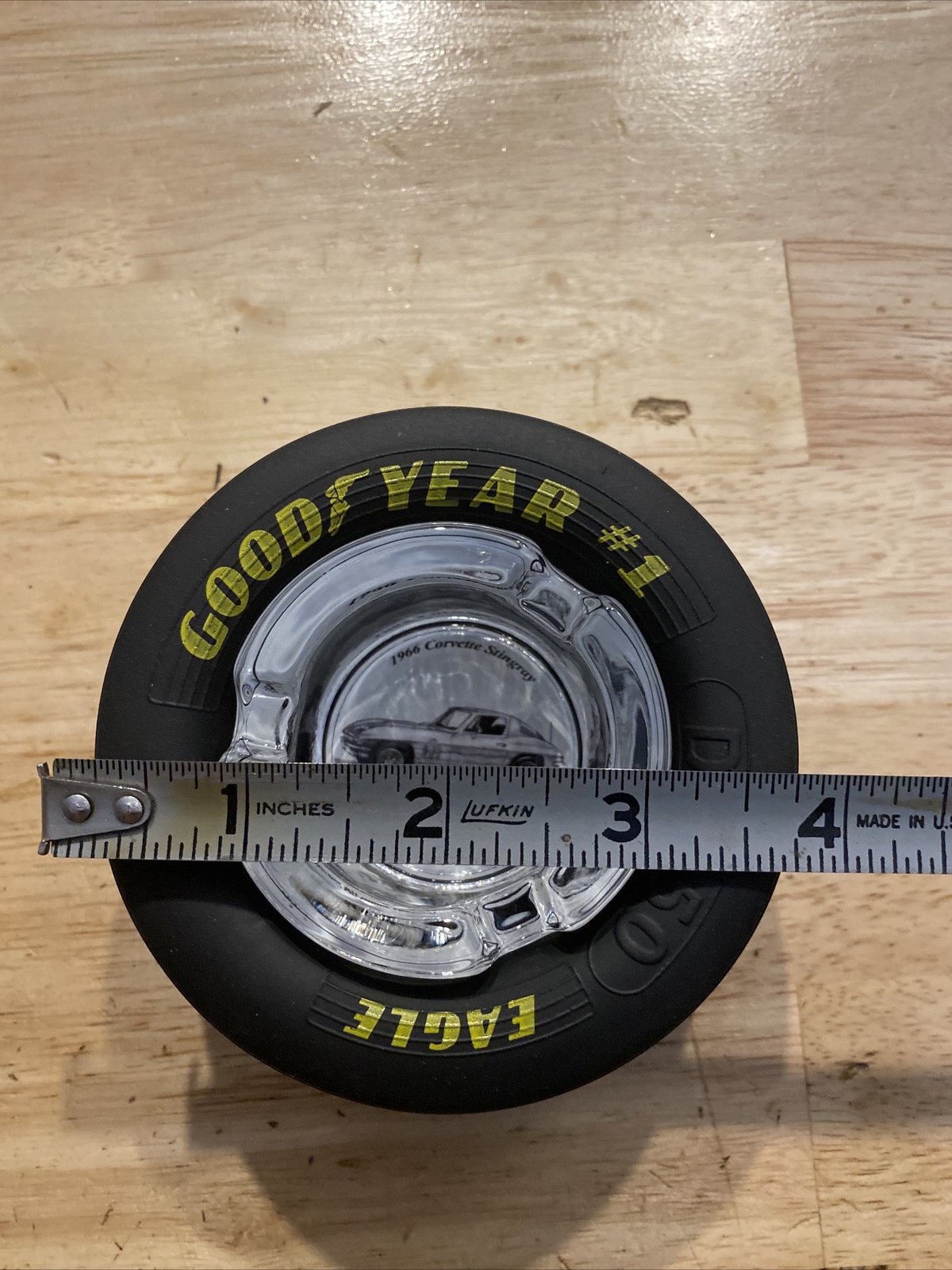 Goodyear Tire Ash Tray Chevy Corvette Glass on Rubber HOTROD NASCAR Collector