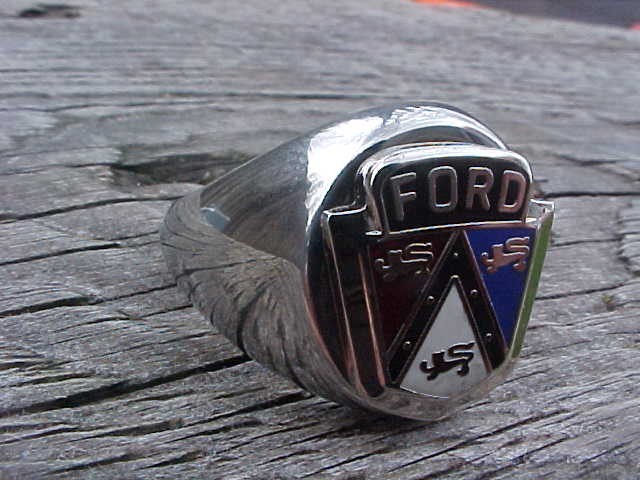 1950s Ford Car Crest Silver Chrome Ring Size #12 NOS Unique Hi-Quality