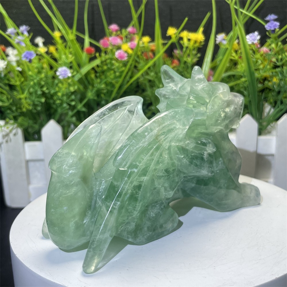 1LB 7.2″ Natural Green Fluorite Dragon Crystal Quartz Reiki Gift Mineral Decor