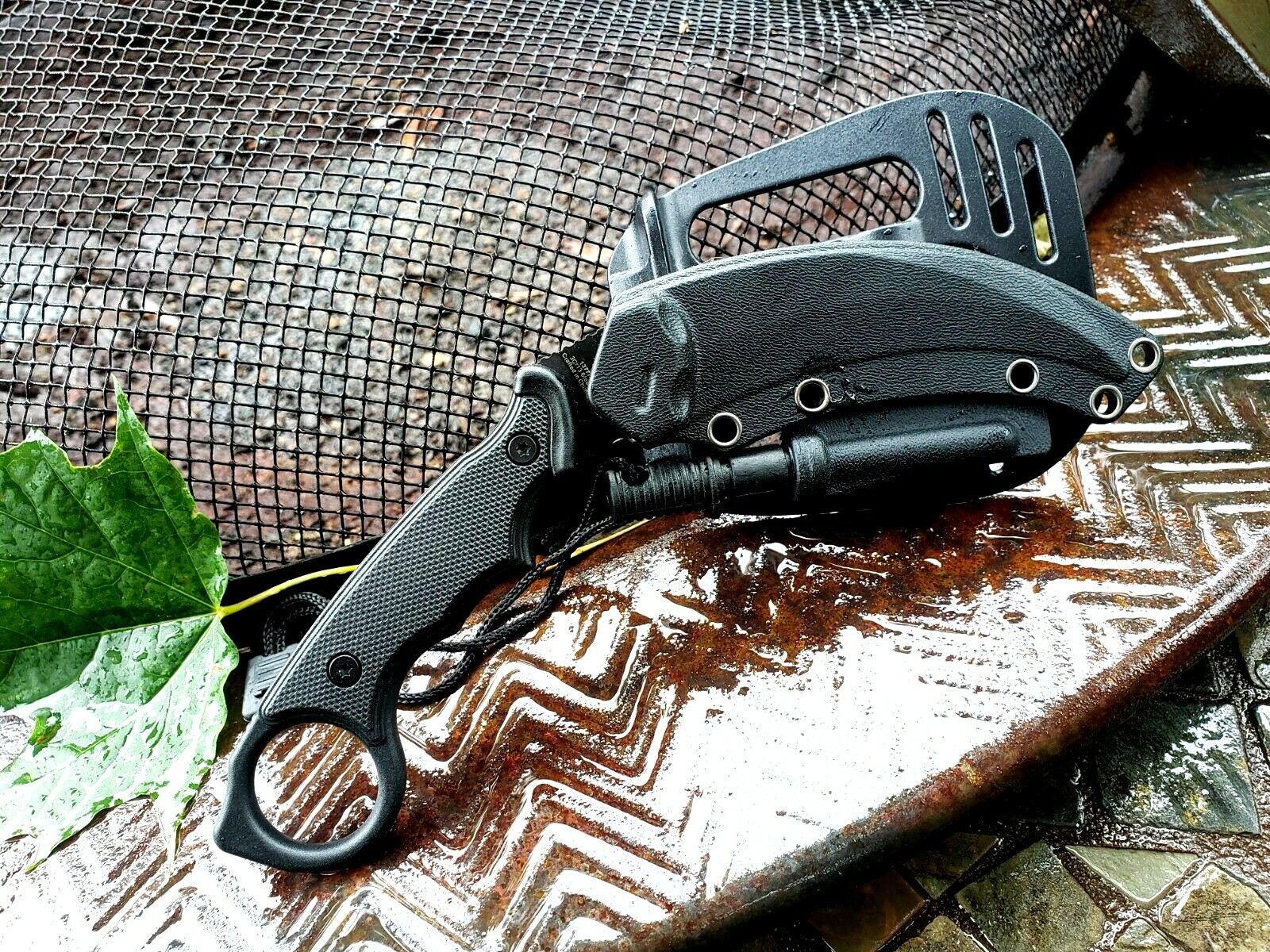 Conceal Carry Karambit Fixed Blade Boot Knife Fire Starter Flint Holster Sheath