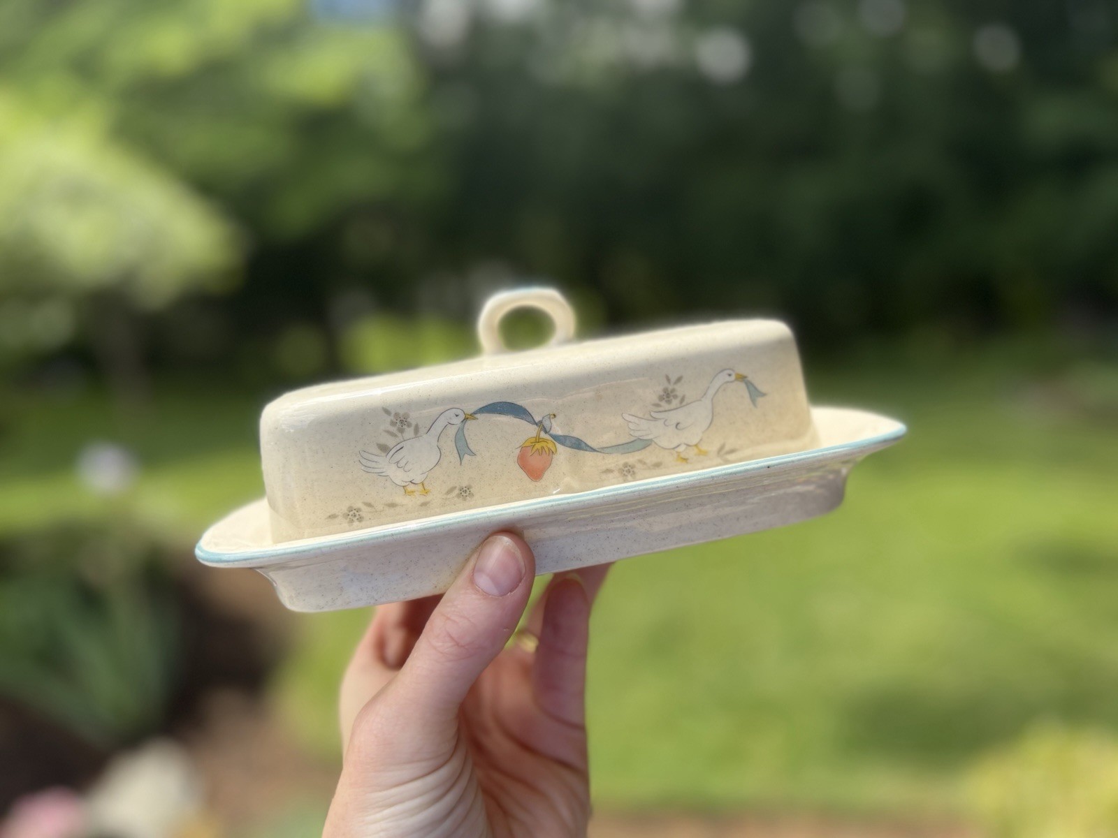 International China Co Vintage Marmalade Geese Covered Butter Dish Lid Farmhouse