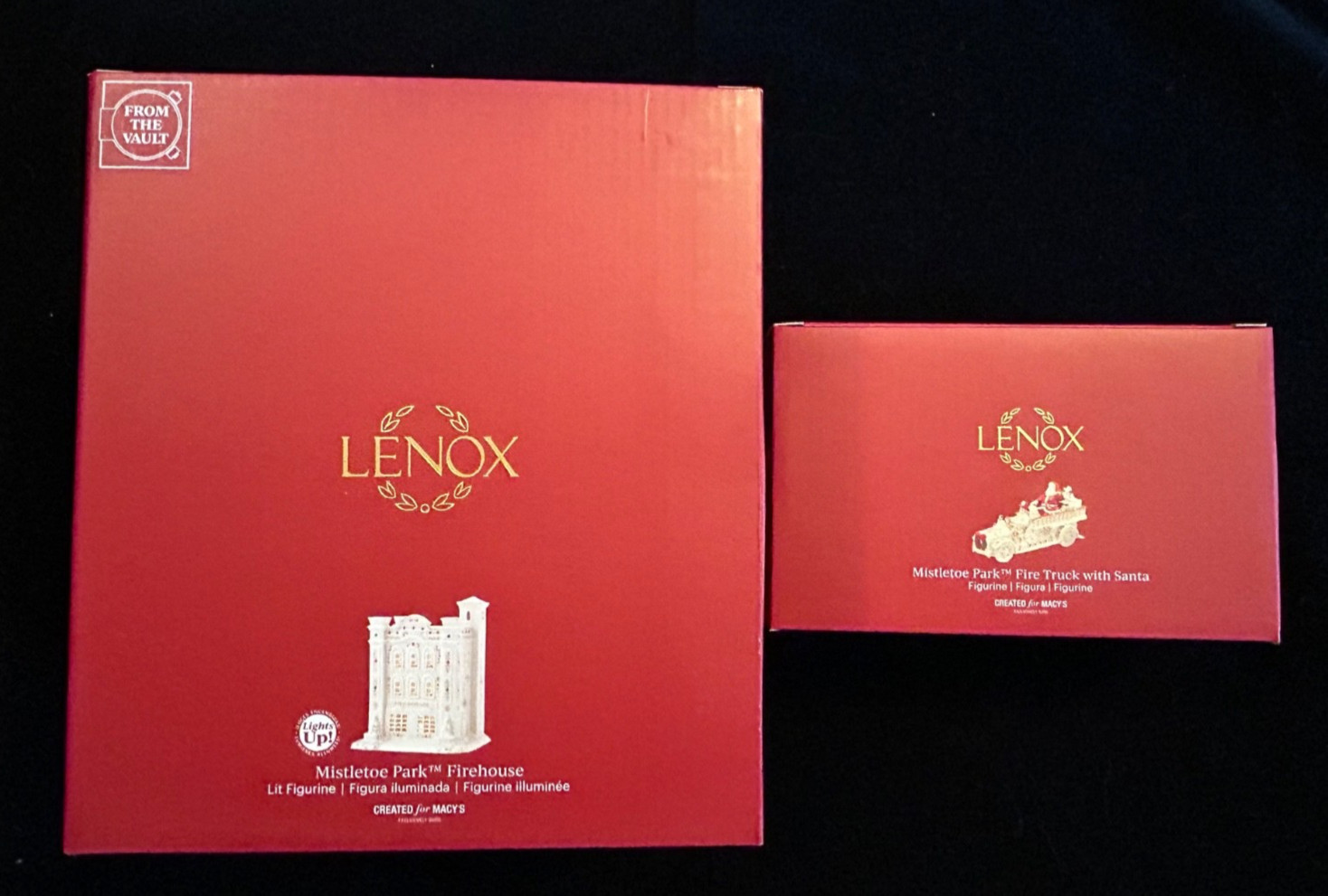 Lenox Mistletoe Park Series ~FIREHOUSE & FIRE TRUCK WITH SANTA set~ Brigade, NEW