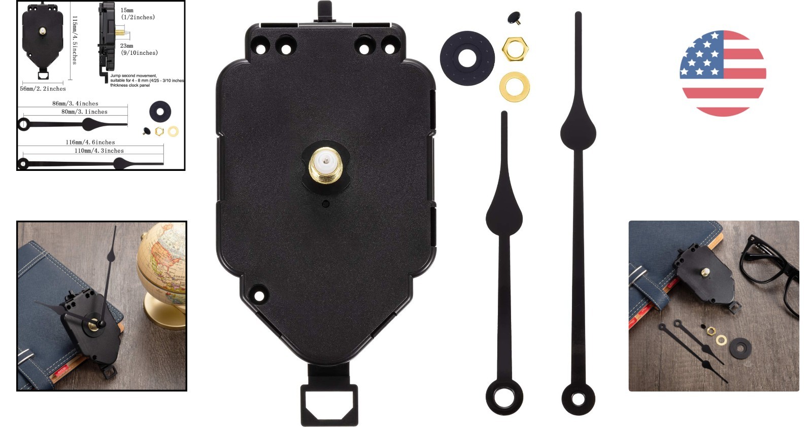 Frameless DIY Clock Movement Kit with Pendulum – Easy Installation Included