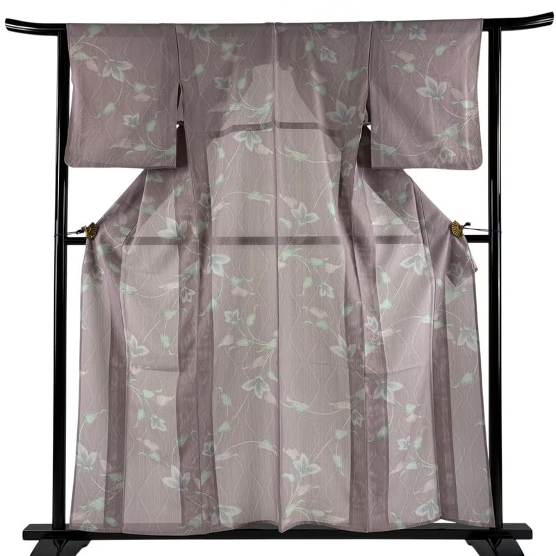 JAPANESE SUMMER KIMONO KOMON LIGHT PURPLE 159 cm 5 ft 3 in PURE SILK AA10242
