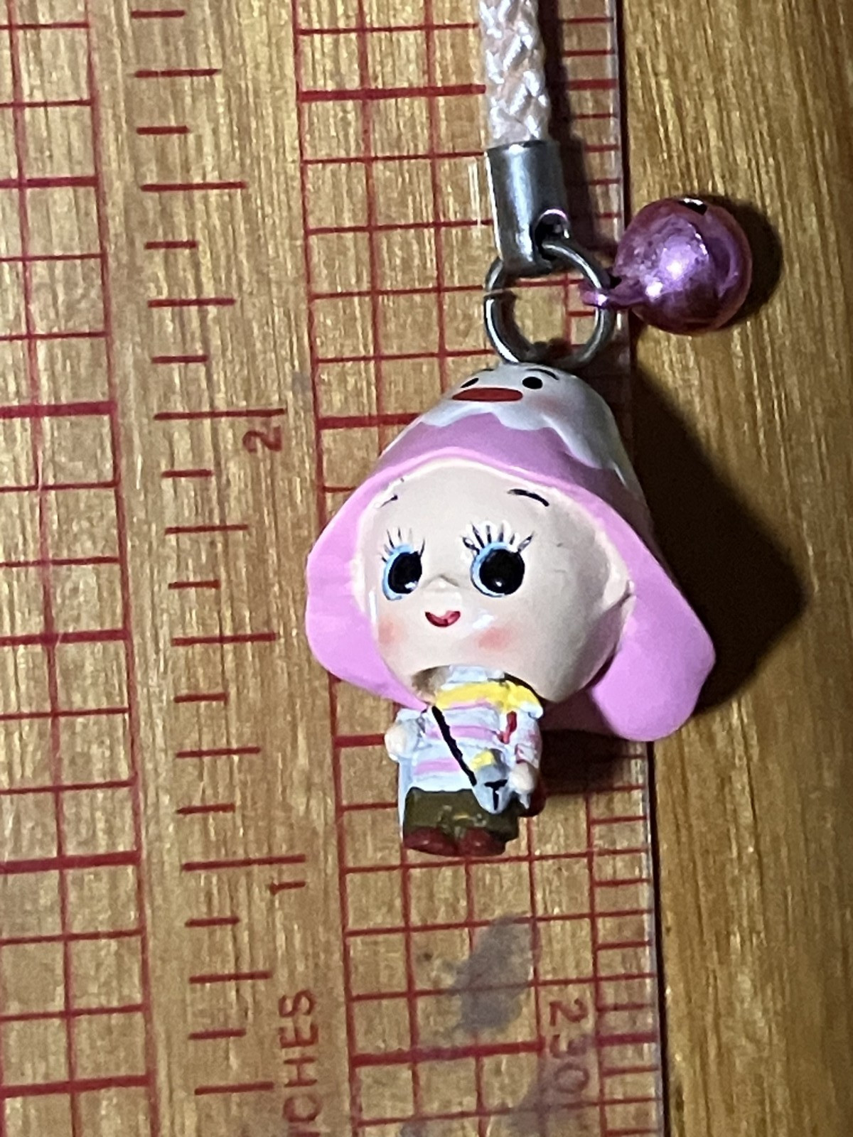 Vintage QP Brand Kewpie Mt Fuji Pink Hat Mascot Bobblehead Strap Charm US SELLER