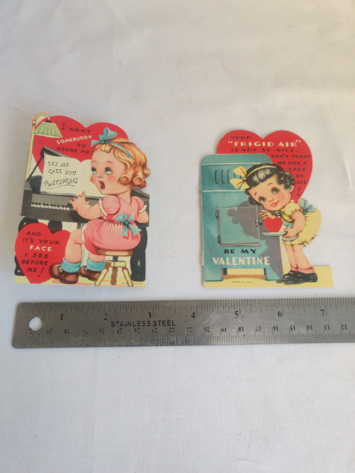 2 Early 1900 Valentine’s Day Card Fold Out With Little Boys Face
