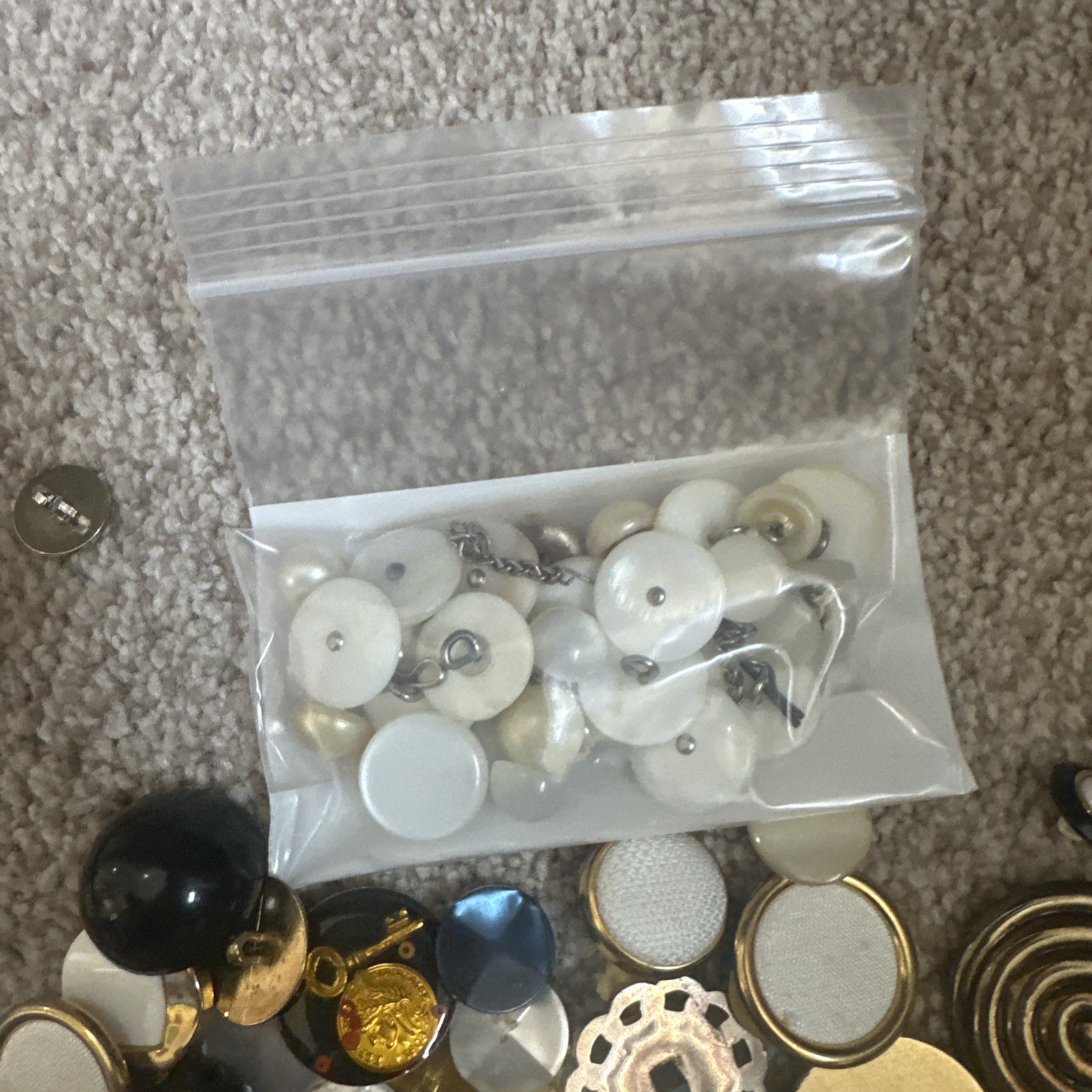 Vintage Metal Shank Button Lot Gold Tone Sewing Collectors