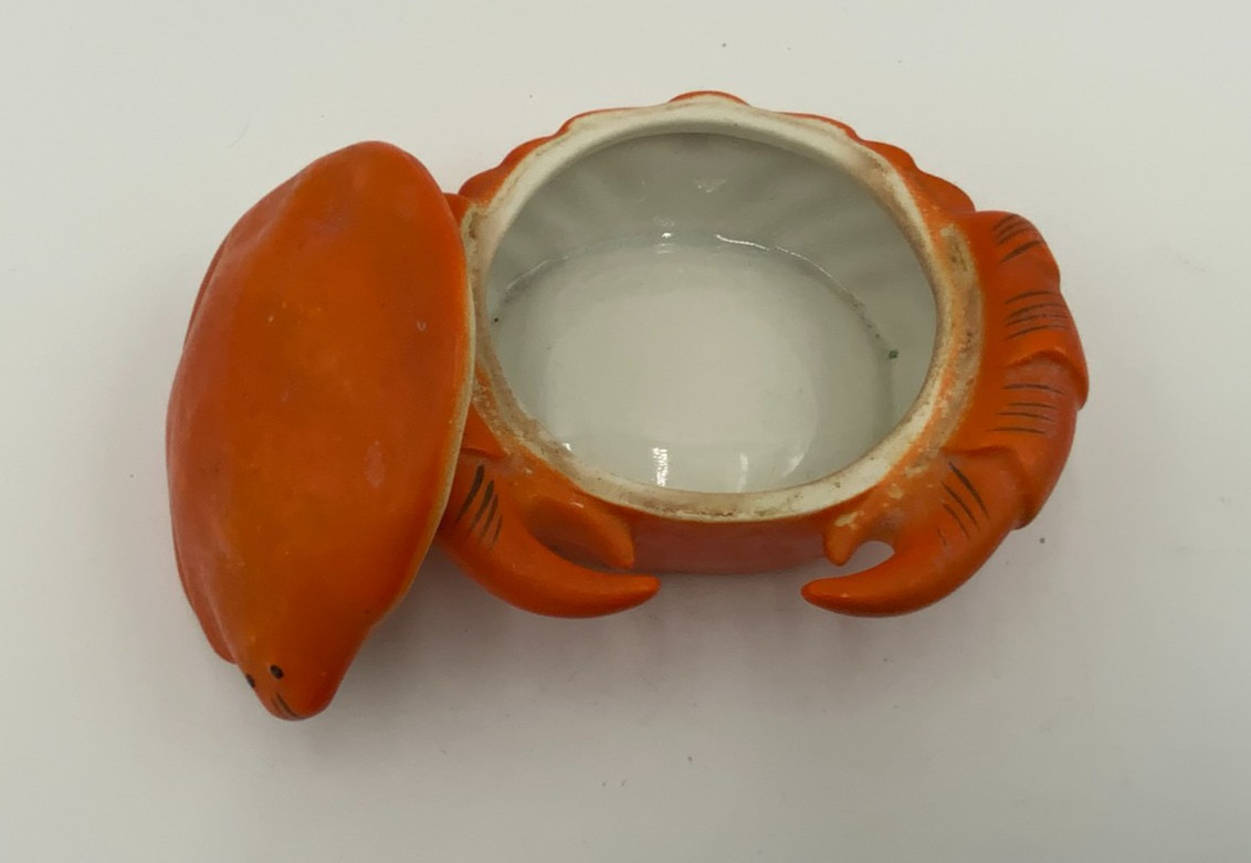 Individual Vintage Kikusui Ceramic Lidded Crab Cocktail Bowl 5″