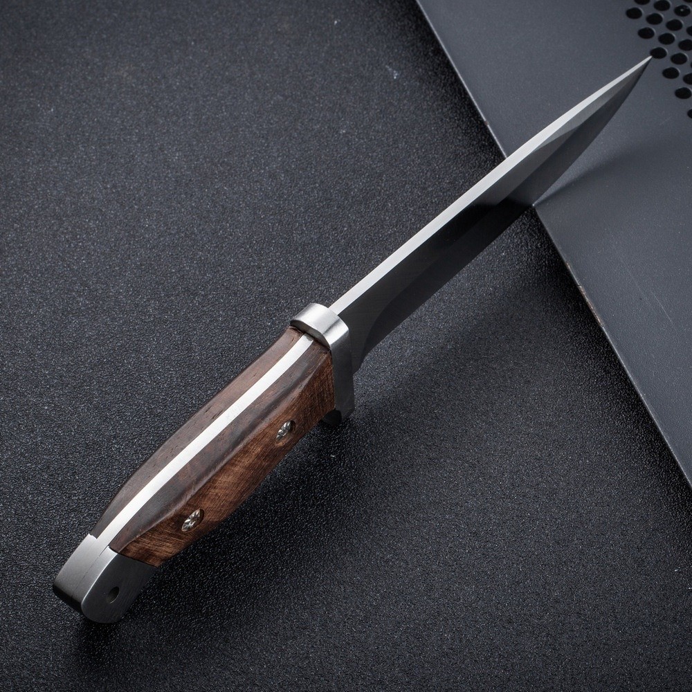 Fixed Blade Knife 5Cr13 Stainless Steel Wood Handle Outdoor Camping with Sheath