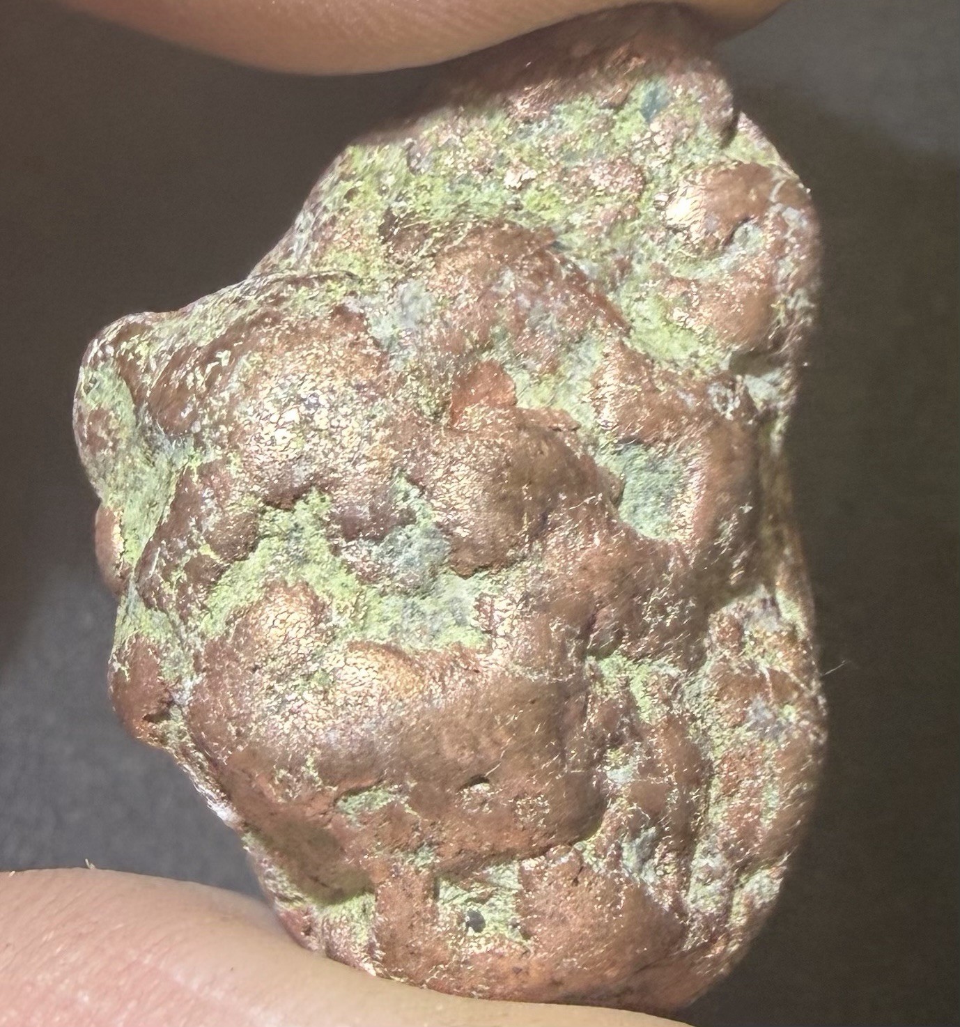 1oz Solid Copper Nugget w Natural Green Epidote Matrix – Keweenaw, Michigan