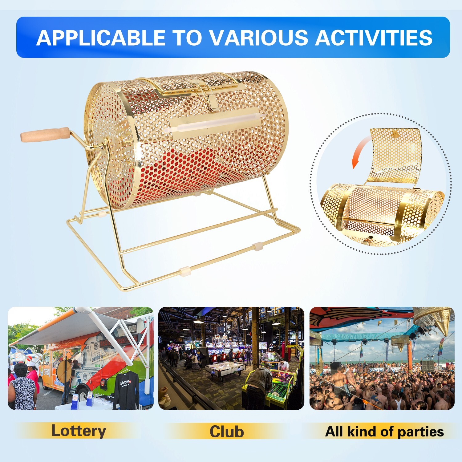 Small Brass Raffle Ticket Drum.Lottery Cage Holds 2500 Tickets/100 Bingo Balls