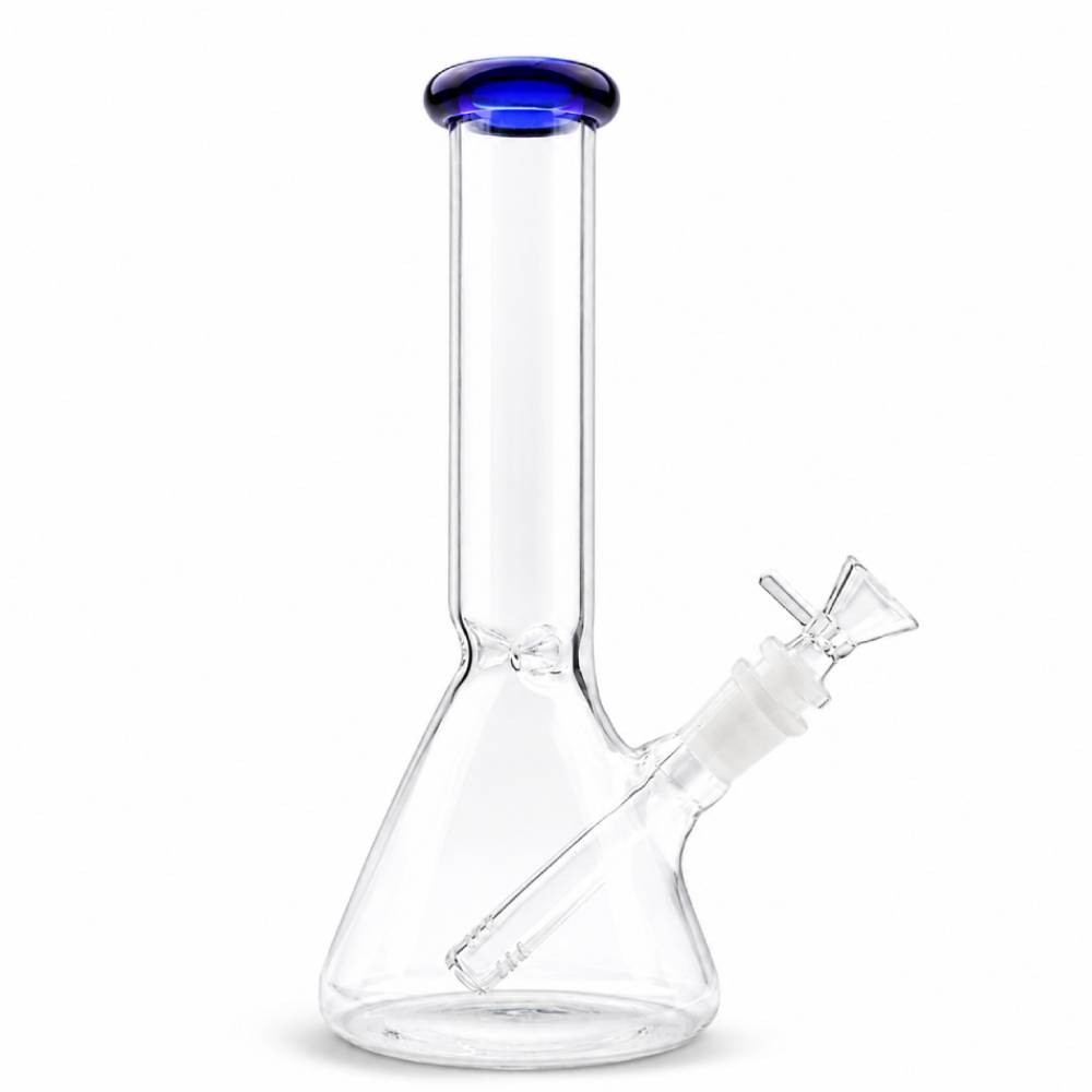 10 inch Heavy Glass Bong Water Pipe Smoking Bong Beaker + 14mm Bowl Hookah Blue