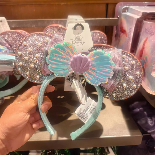 Disney` Parks Headband The Little Mermaid Ariel Pearl Seashell Bow Minnie Ears –