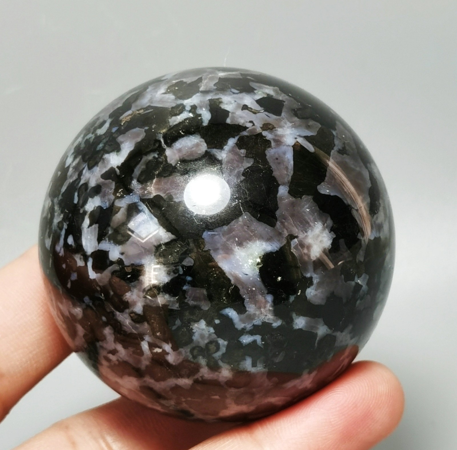 Natural Rare MERLINITE Mystic Sphere Ball Stone Magic Shaman Psilomelane Gabbro
