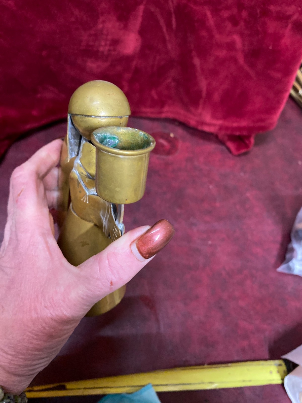 Vintage Brass and Copper Angel Candle Holder 6 In Candlestick Christmas Display