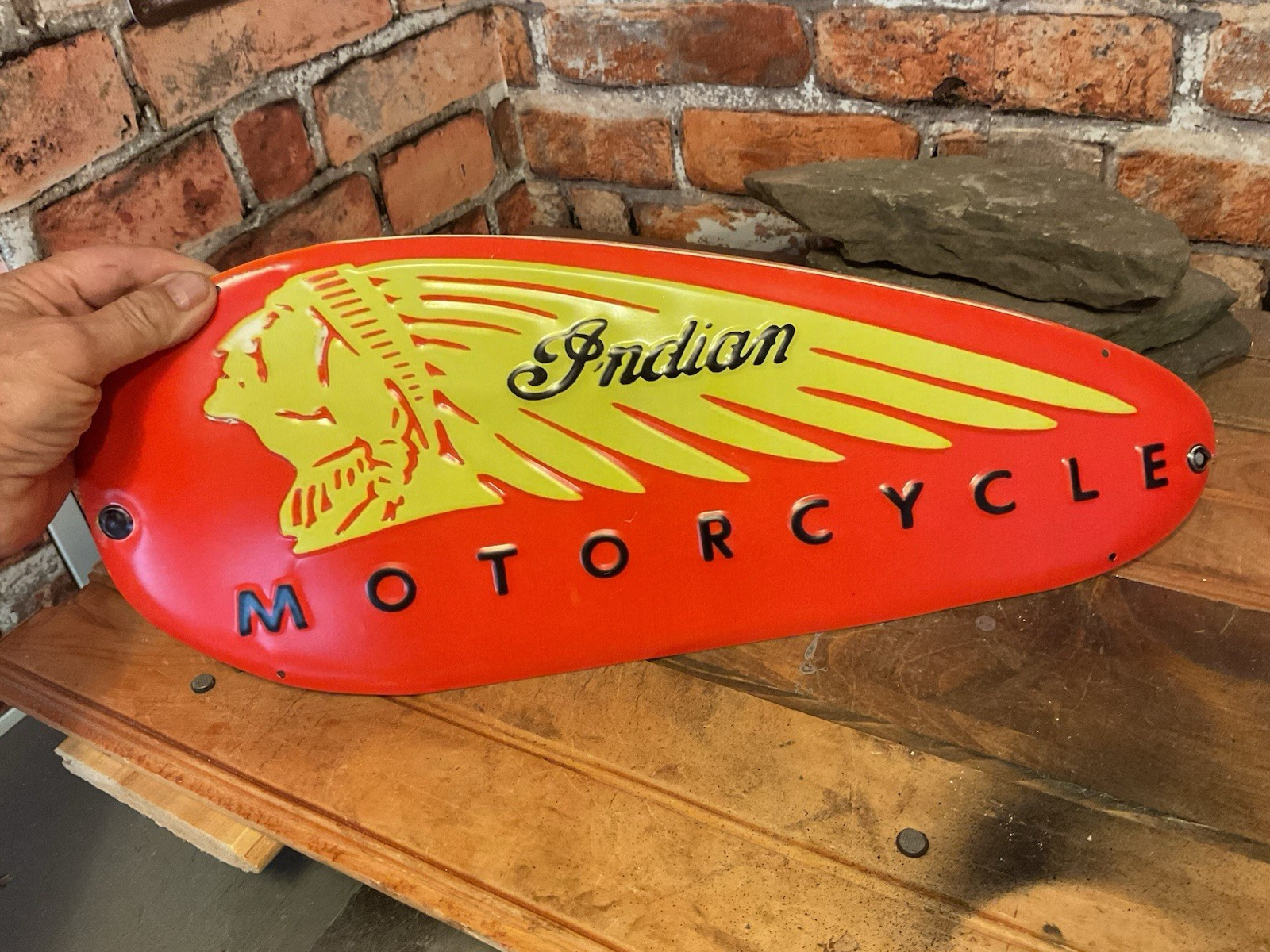 19 X8 Embossed Retro Style Metal Indian Motorcycle Gas Tank Sign…Ships Free