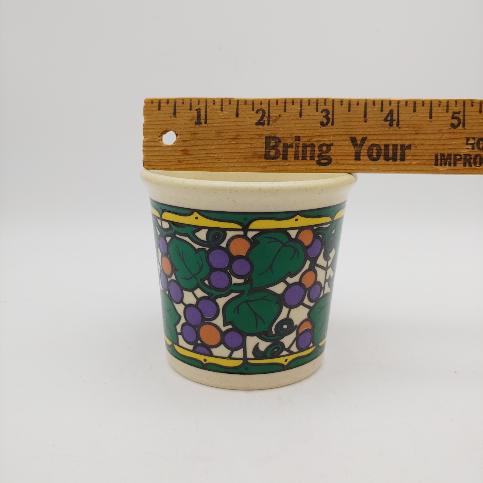 Taylor International Coffee Mug – 8oz vtg 1970s Purple Green Grape Leaves Vines