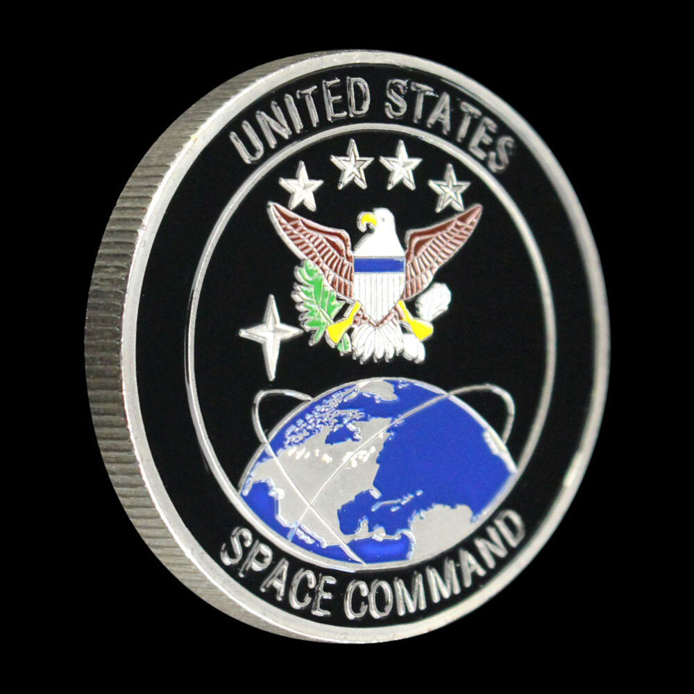 United States Space Force Logo Silver Plated Challenge USA Command Military Coin
