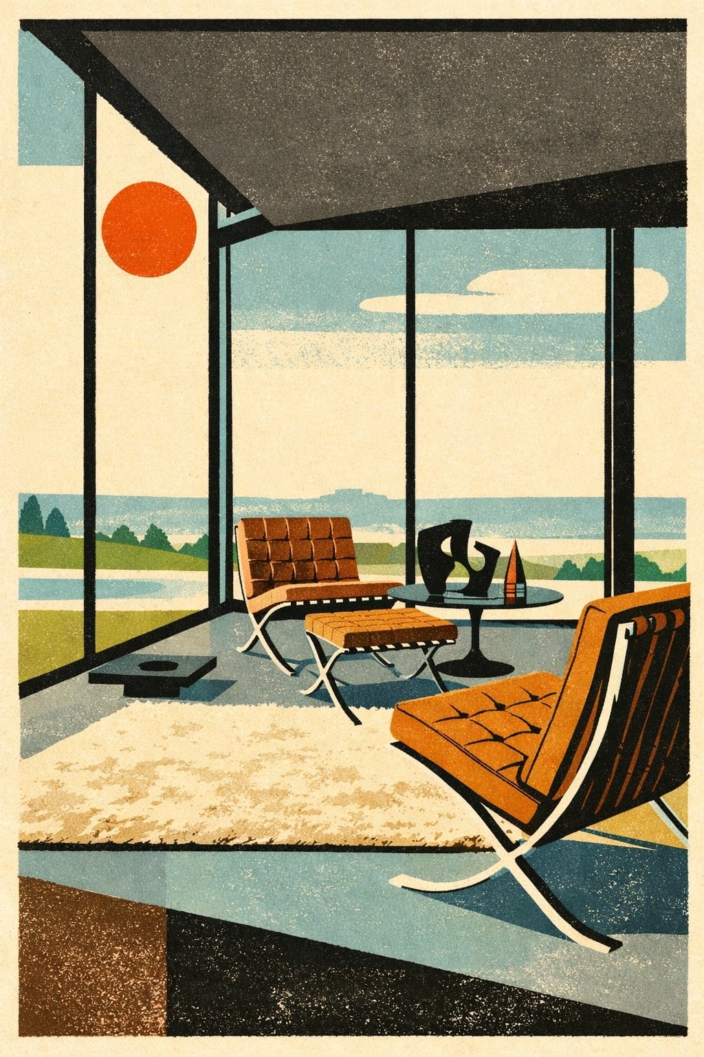Mid-Century Modern Interior Design Poster – 16×24” 🛋️ New Art Print