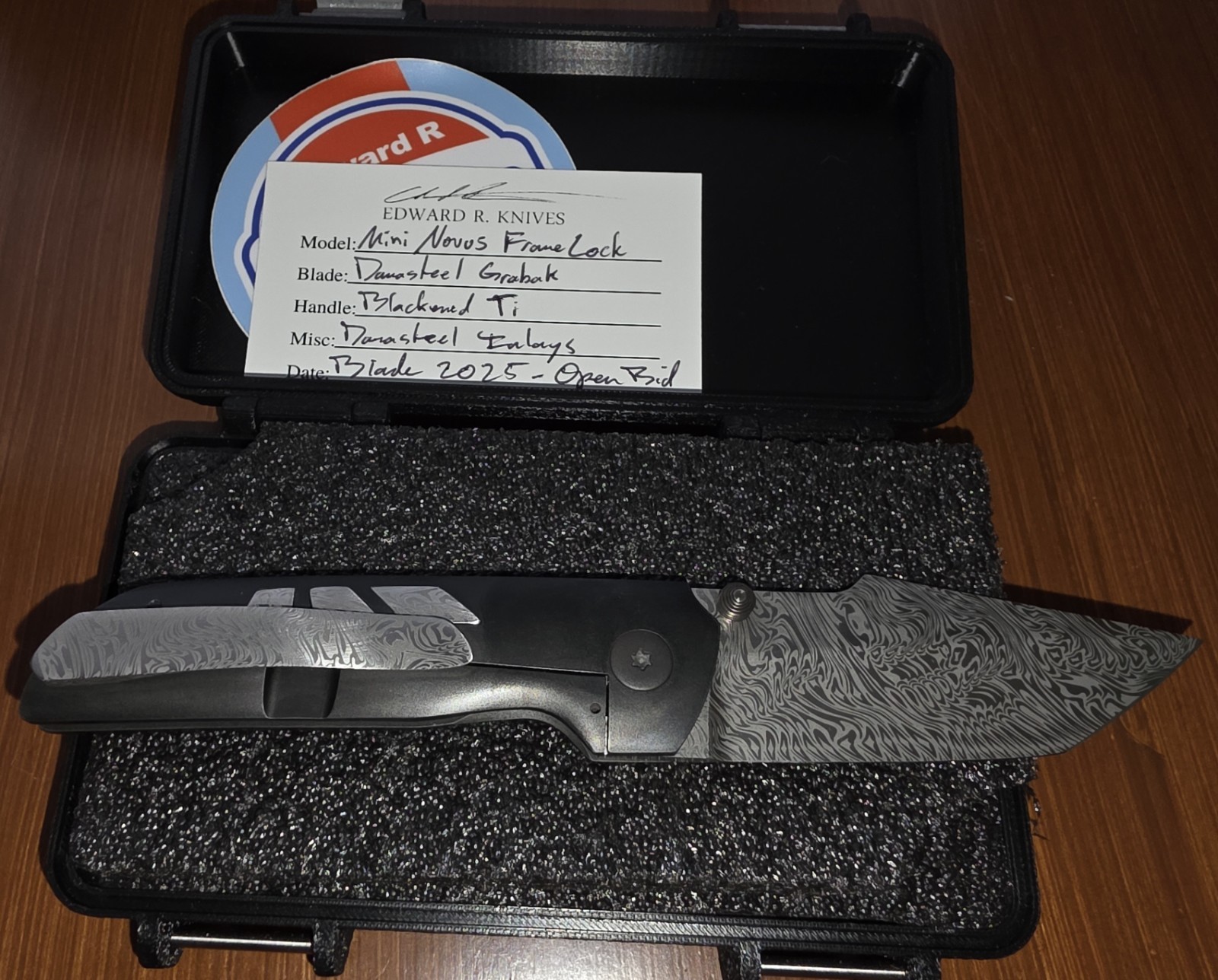 Edward R Knives Custom Handmade Damascus Steel Mini Novus