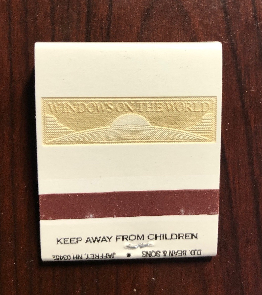Windows On The World Matches World Trade Center 107th Floor Matchbook
