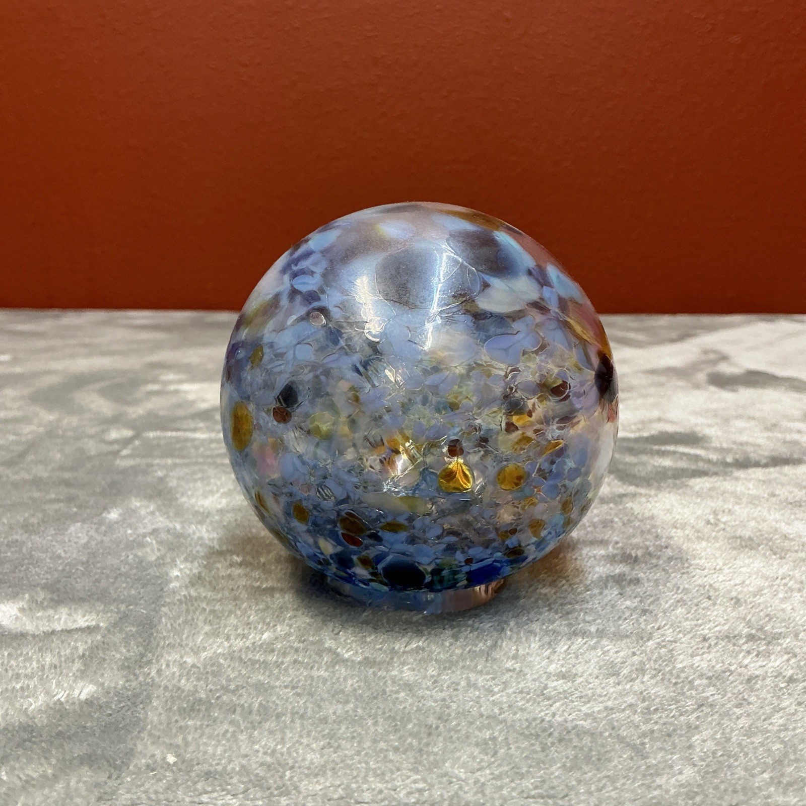 Hand Blown Glass Ball Float From The Mill Casino Oregon Blue multi color Beach